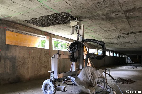 overhead concrete removal in a parking structure